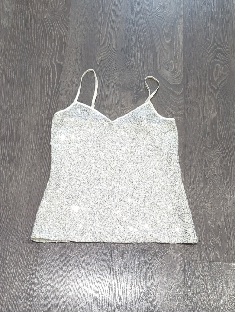 Express Silver Sequin Spaghetti-Strap Cami